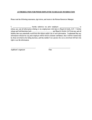 Authorization for Prior Employer to Release Information