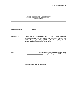 Non disclosure agreement - rmc utm