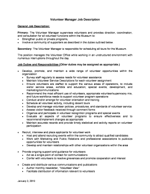 Volunteer Manager Job Description
