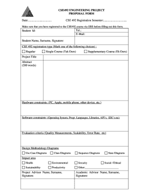 CSE492 ENGINEERING PROJECT PROPOSAL FORM