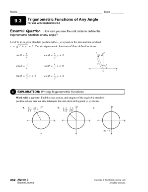 Name Date Trigonometric Functions of Any Angle 9