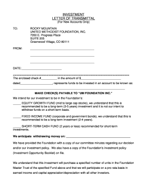 Transmittal letter template - Investment letter of transmittal - Rocky Mountain United Methodist ... - rm-umf