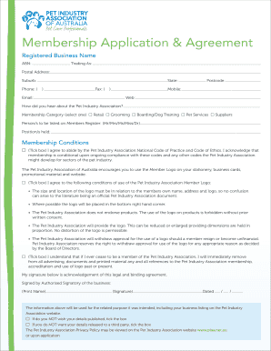 Membership Application & Agreement - Pet Industry Association of ... - piaa net