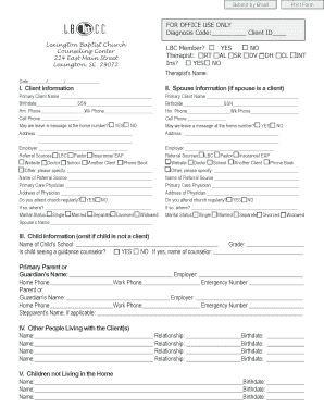 Lexington Baptist Church Counseling Intake Form
