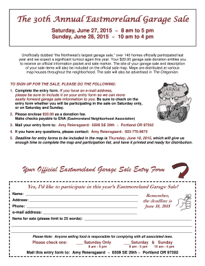 Fillable Online eastmoreland Yes, I'd like to participate in this year