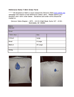 Shirt form - H20micron Delta T-Shirt Order Form - omicrondelta