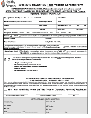 2016-2017 REQUIRED Tdap Vaccine Consent Form - teague scps k12 fl