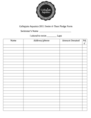 Collegiate Aquatics 2011 Swim-A-Thon Pledge Form - collegiateaquatics