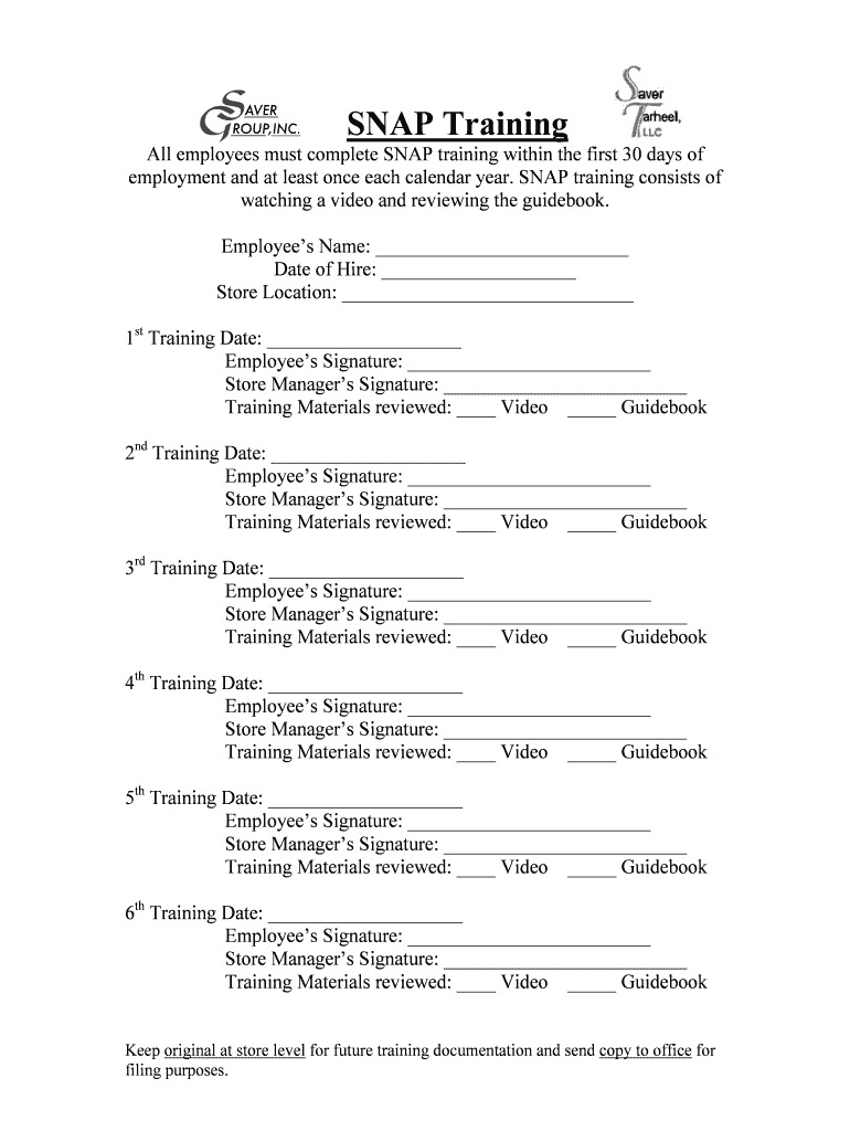 Fillable Online SNAP Training Documenteddoc Fax Email Print pdfFiller
