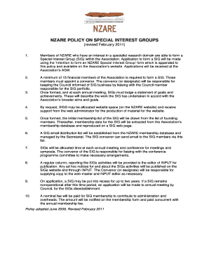 NZARE POLICY ON SPECIAL INTEREST GROUPS revised February - nzare org