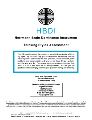 Fillable Online Herrmann Brain Dominance Instrument Thinking Styles ...