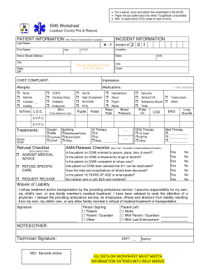 PRE-HOSPITAL PATIENT CARE RECORD - Loudoun County - loudoun