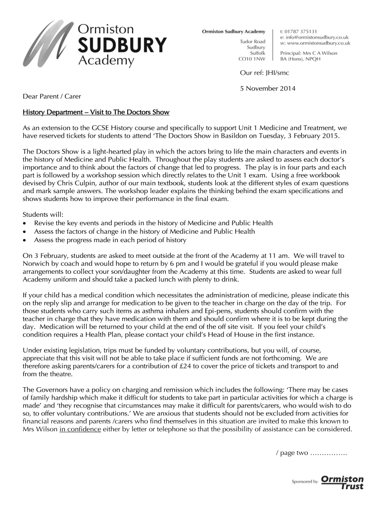 the letter from sudbury academy Preview on Page 1