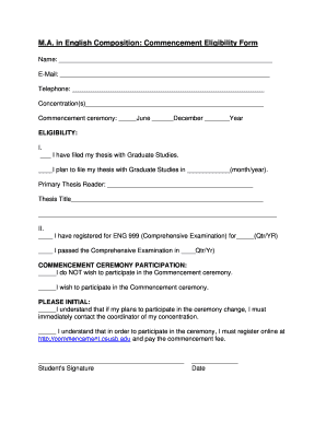 MA in English Composition Commencement Eligibility Form - english csusb