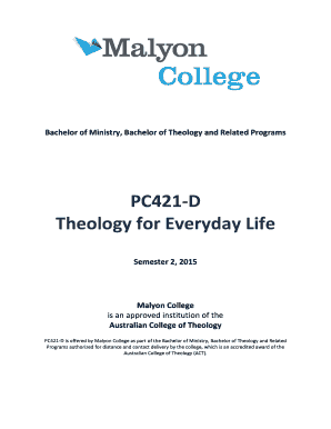 Succession planning template xls - PC421-D Theology for Everyday Life - Malyon College - malyon edu