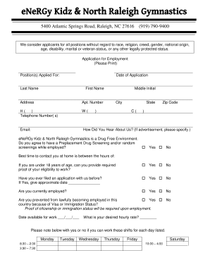 Bemployment applicationb - eNeRGy Kidz