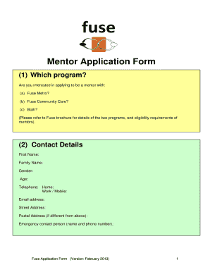 Fuse Mentor Application form 2013 - baptistcaresa org