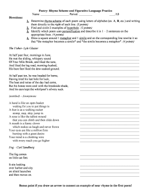 Rhyme Scheme Worksheet Pdf With Answers - Fill Online, Printable, Fillable,  Blank | pdfFiller