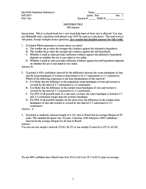 Statistics questions and answers pdf - Stat 6304 Statistical Inference I Name Prof Fan Section - sci csueastbay