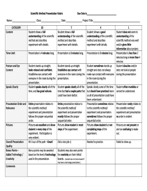 Fillable Online Scientific Method Presentation Rubric Fax Email Print ...