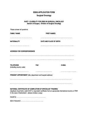 EBSQ APPLICATION FORM Surgical Oncology - UEMS Surg - uemssurg