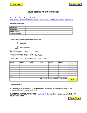 Work study time sheet - SLAIS Student Hourly Timesheet - iSchool UBC SLAIS, the ...