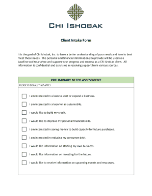 Client intake form template word - It is the goal of Chi Ishobak, Inc - chiishobak