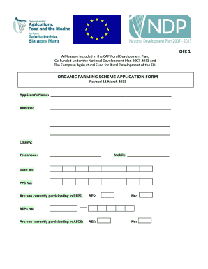 ORGANIC FARMING SCHEME APPLICATION FORM - iofga