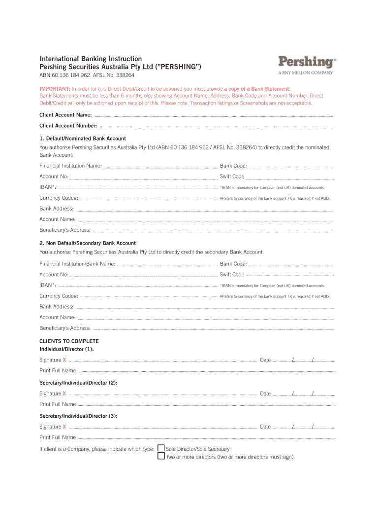 Fillable Online Pershing standalone forms Fax Email Print pdfFiller