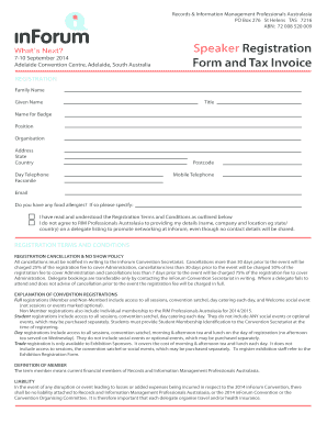 Invoice register template - Whats Next Speaker Registration Adelaide Convention - inforum net