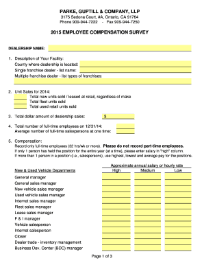 Example of survey questionnaire - 2015 Survey questionnaire - bParkeb bGuptillb amp Company LLP