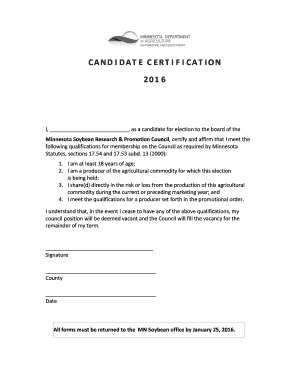 2016 Candidate-Certification-Form - Minnesota Soybean - mnsoybean