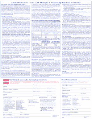 Fillable Online GAF Shingle Accessory Warranty GAF Shingle and ...