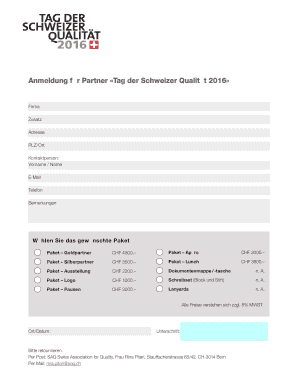 Anmeldung f r Partner Tag der Schweizer Qualit t 2016 - SAQ - saq