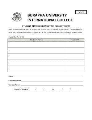 CO-05 Student Introduction Letter Request Form