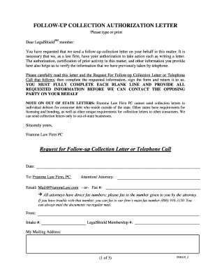 Sample of authorization letter for documents - FOLLOW-UP COLLECTION AUTHORIZATION LETTER Request for ... - primelegal