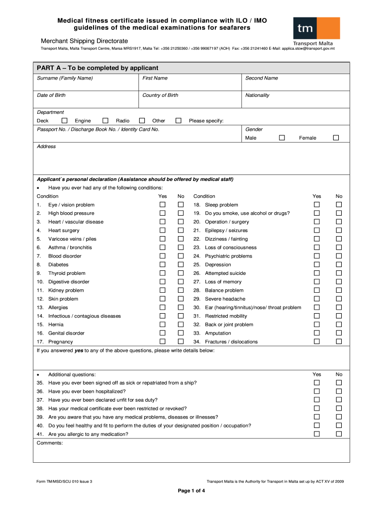 ilo medical certificate Preview on Page 1