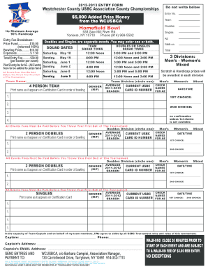 Travel survey questions examples - 2012-2013 ENTRY FORM Westchester County USBC Association - westchesterbowl