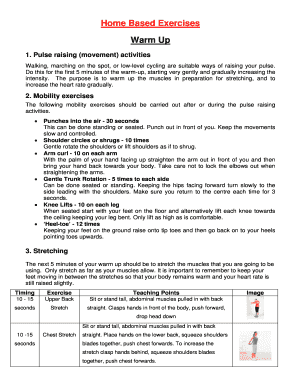 Gym day chart - Exercise to do at home with warm up and cool down - sept 2012doc - cornwallhealthyweight org