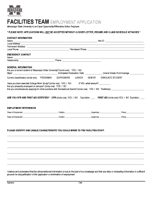 FACILITIES TEAM EMPLOYMENT APPLICATION - recsports msstate