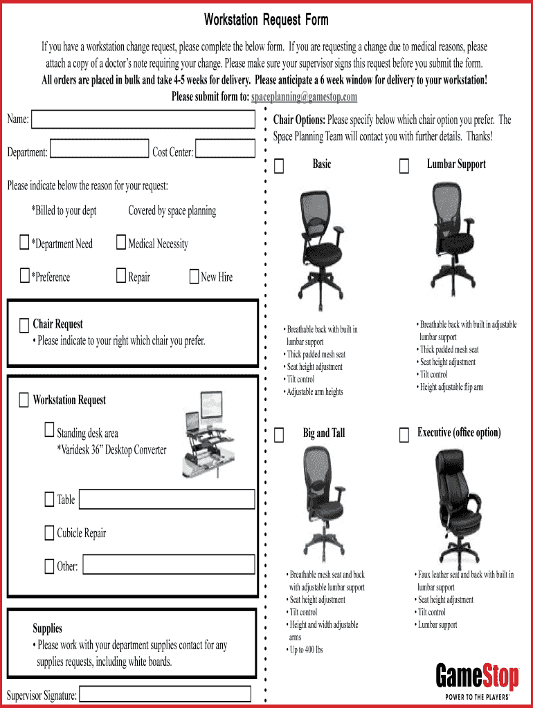 Fillable Online Workstation Request Form - GameStop Fax Email Print ...
