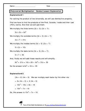 Mad minute worksheets - Polynomial Multiplication Guided Lesson ... - Math Worksheets Land