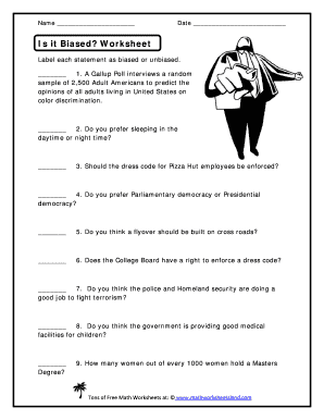 biased or unbiased worksheet answer key