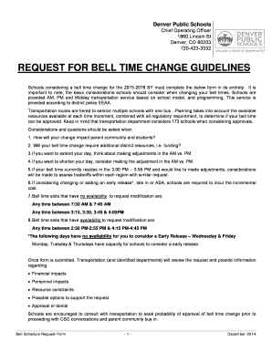 Request for bell time change guidelines - The Department of ... - transportation dpsk12