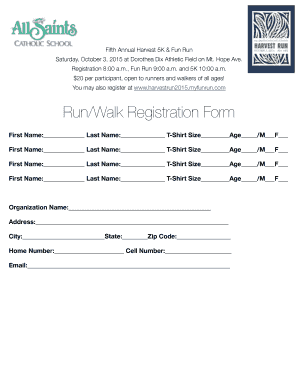 Fillable Online Allsaintsmaine Runwalk Registration Form All