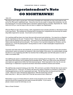 Advertising creative brief example - SCRANTON PUBLIC SCHOOL Superintendents Note GO NIGHTHAWKS