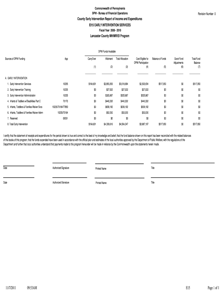 Fillable Online humanservices co lancaster pa DPW Bureau of Financial