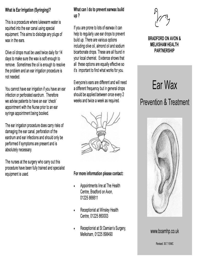 Fillable Online What is Ear Irrigation (Syringing) Fax Email Print