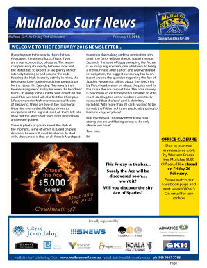 WELCOME TO THE FEBRUARY 2016 NEWSLETTER