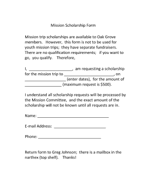 Mission scholarship form - Oak Grove Presbyterian Church - oakgrv